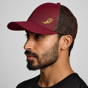 Saucony Adjustable Snap Back Men's Trucker Hats Red | CANADA KBZCYHV