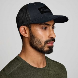 Saucony Adjustable Snap Back Men's Trucker Hats Black | CANADA UFDEHXC