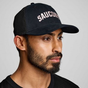 Saucony Adjustable Snap Back Men's Trucker Hats Black | CANADA WVQKJXR