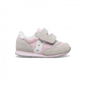 Saucony Baby Jazz Hook & Loop Little Kids' Sneakers Grey / Pink | CANADA YNMRZFV