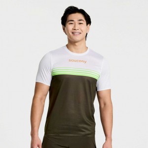 Saucony Elite Short Sleeve Men's T-Shirt White / Black | CANADA PDKRGBC