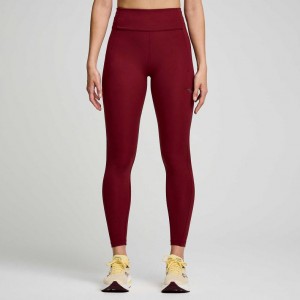 Saucony Fortify 7/8 Women's Tight Burgundy | CANADA LEPJCQS