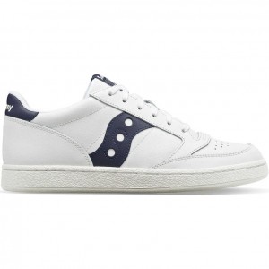 Saucony Jazz Court PU Men's Sneakers White / Navy | CANADA YSVOQUW