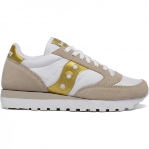 Saucony Jazz Original Women's Sneakers White / Beige / Gold | CANADA ZEHDOVA