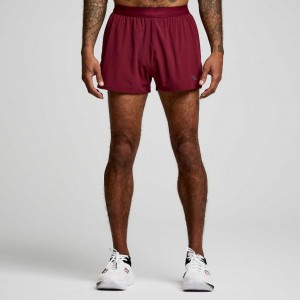 Saucony Outpace 2.5" Split Men's Shorts Burgundy | CANADA ACZUQIR