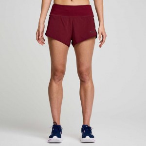 Saucony Outpace 2.5" Split Women's Shorts Burgundy | CANADA QNZGIXU