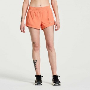 Saucony Outpace 3" Women's Shorts Coral | CANADA VMTNXUI