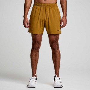 Saucony Outpace 5" Men's Shorts Brown | CANADA JTBUMQD