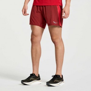 Saucony Outpace 5" Men's Shorts Red | CANADA PYUMFWQ