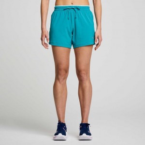 Saucony Outpace 5" Women's Shorts Turquoise | CANADA KNJRCQT