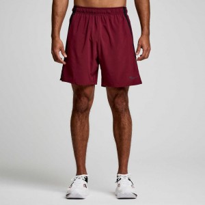 Saucony Outpace 7" Men's Shorts Burgundy | CANADA PJTGEUS