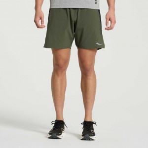 Saucony Outpace 7" Men's Shorts Dark Green | CANADA RBLWPDJ