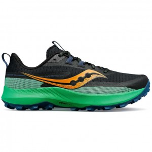 Saucony Peregrine 13 Men's Trail Running Shoes Black / Green | CANADA SRVNTMU