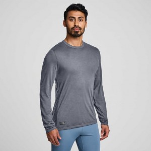 Saucony Peregrine Merino Long Sleeve Men's T-Shirt Grey | CANADA FJWOPSX