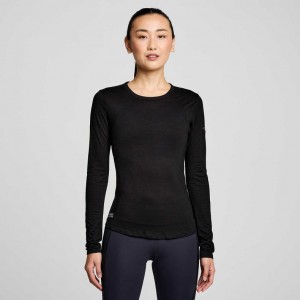 Saucony Peregrine Merino Long Sleeve Women's T-Shirt Black | CANADA IDNOJQH