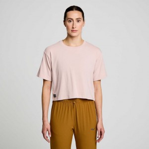 Saucony Recovery Boxy Women's T-Shirt Pink | CANADA JYORBTV