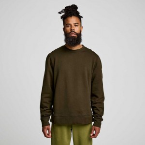 Saucony Recovery Crew Men's Sweatshirt Olive | CANADA ZFUQOAJ