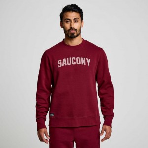 Saucony Recovery Crew Men's Sweatshirt Red | CANADA RVZIKAH