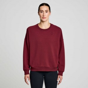 Saucony Recovery Crew Women's Sweatshirt Burgundy | CANADA WDALHNE