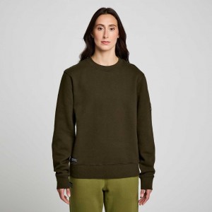 Saucony Recovery Crew Women's Sweatshirt Dark Green | CANADA BKHZCJQ