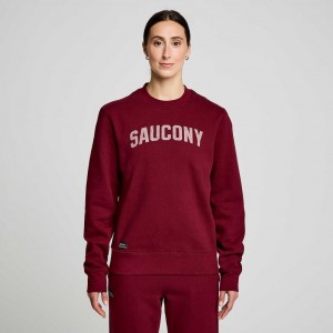 Saucony Recovery Crew Women's Sweatshirt Burgundy | CANADA VLSFGKQ