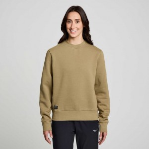 Saucony Recovery Crew Women's Sweatshirt Olive | CANADA SFEYDGH