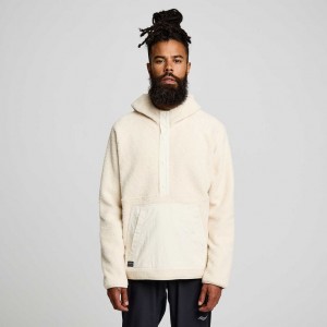 Saucony Recovery Sherpa Pullover Men's Hoodie Cream | CANADA VXJDWTG