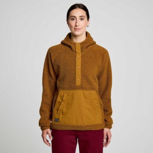 Saucony Recovery Sherpa Pullover Women's Hoodie Brown | CANADA JWLYCAU