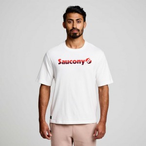 Saucony Recovery Short Sleeve Men's T-Shirt White | CANADA DXGHYKR