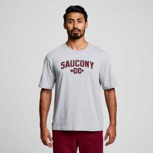 Saucony Recovery Short Sleeve Men's T-Shirt Light Grey | CANADA JYAXHGU