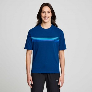 Saucony Recovery Short Sleeve Women's T-Shirt Indigo | CANADA DKGPZNO