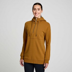 Saucony Recovery Zip Tunic Women's Hoodie Brown | CANADA FLDQSYR