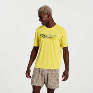 Saucony Stopwatch Graphic Short Sleeve Men's T-Shirt Yellow | CANADA GDITZXR