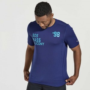 Saucony Stopwatch Graphic Short Sleeve Men's T-Shirt Navy | CANADA TWRCKEN