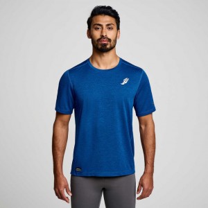 Saucony Stopwatch Graphic Short Sleeve Men's T-Shirt Indigo | CANADA HPMFSUB