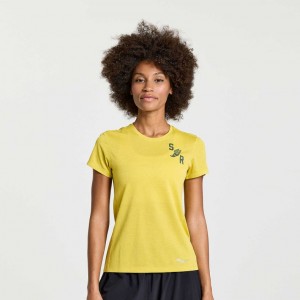 Saucony Stopwatch Graphic Short Sleeve Women's T-Shirt Yellow | CANADA BEDSNKG