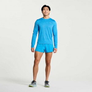 Saucony Stopwatch Long Sleeve Men's T-Shirt Blue | CANADA MCUKQFA