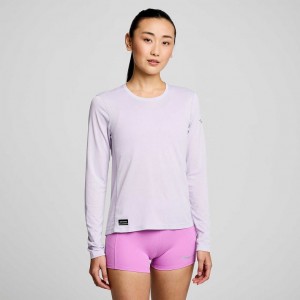 Saucony Stopwatch Long Sleeve Women's T-Shirt Purple | CANADA NOPRSQW