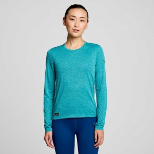 Saucony Stopwatch Long Sleeve Women's T-Shirt Turquoise | CANADA FKJBOVZ