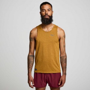 Saucony Stopwatch Men's Singlet Brown | CANADA ZFAQLPH