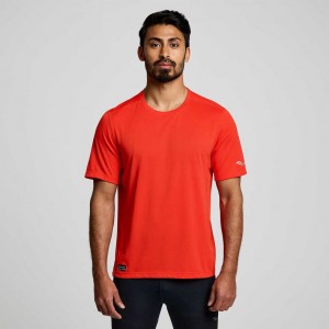 Saucony Stopwatch Short Sleeve Men's T-Shirt Orange | CANADA UMKNSDR