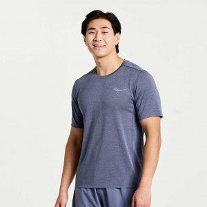 Saucony Stopwatch Short Sleeve Men's T-Shirt Blue | CANADA WCYXMGQ