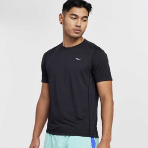 Saucony Stopwatch Short Sleeve Men's T-Shirt Black | CANADA PCKZMXW