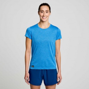 Saucony Stopwatch Short Sleeve Women's T-Shirt Blue | CANADA VHPKBZE