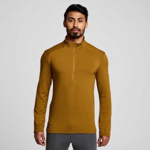 Saucony Triumph 3D 1/2 Zip Men's Sweatshirt Brown | CANADA KWUFTXS