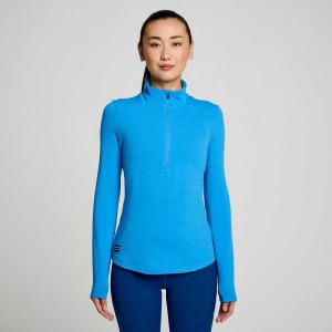 Saucony Triumph 3D 1/2 Zip Women's Sweatshirt Blue | CANADA UJXZHAB