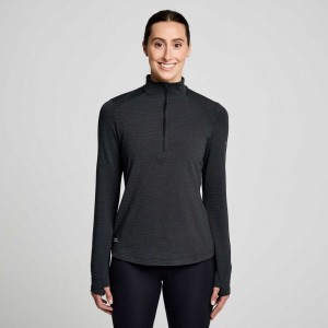 Saucony Triumph 3D 1/2 Zip Women's Sweatshirt Black | CANADA UMWTDRY