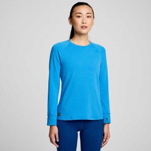 Saucony Triumph 3D Crew Women's Sweatshirt Blue | CANADA ZKYIWNL