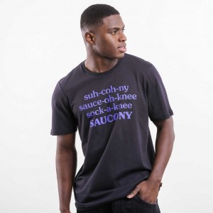 Saucony X Frank Cooke Rested Men's T-Shirt Black | CANADA UCSVAYJ