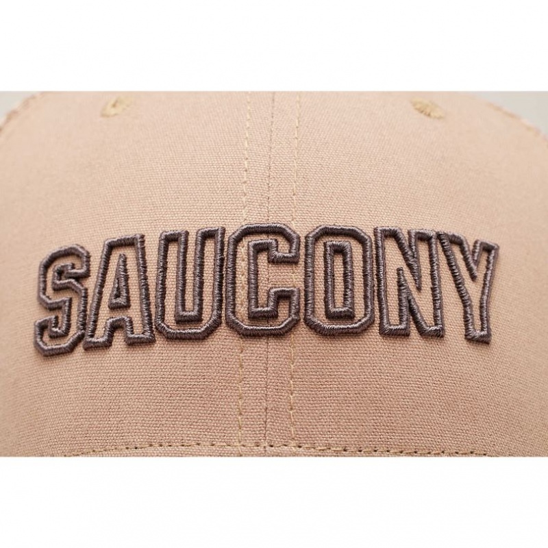 Saucony Adjustable Snap Back Men's Trucker Hats Beige | CANADA JVBGIPW